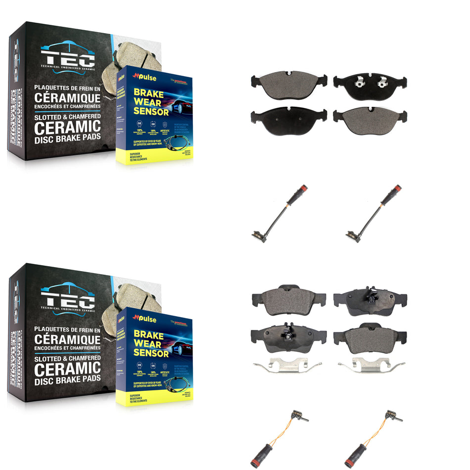 Front Rear Ceramic Disc Brake Pads And Wear Sensors Kit For Mercedes-Benz S500 S430 KTW-100582