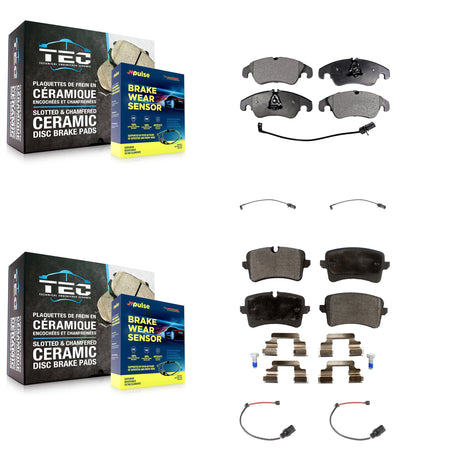 Front Rear Ceramic Disc Brake Pads And Extra Wear Sensors Kit For 2012 Audi A6 KTW-100585