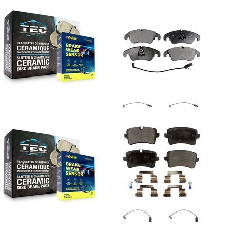 Front Rear Ceramic Disc Brake Pads And Extra Wear Sensors Kit For Audi A6 Quattro KTW-100586