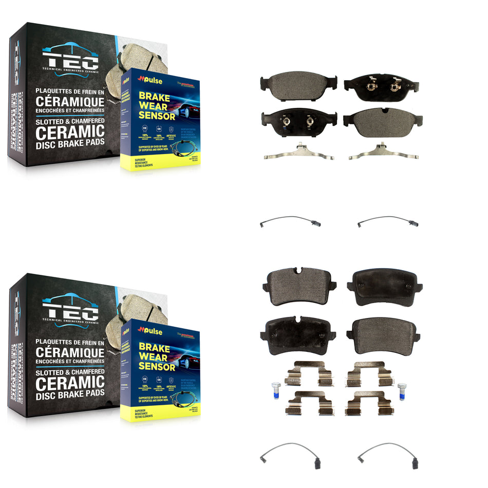 Front Rear Ceramic Disc Brake Pads And Wear Sensors Kit For Audi A6 Quattro KTW-100589