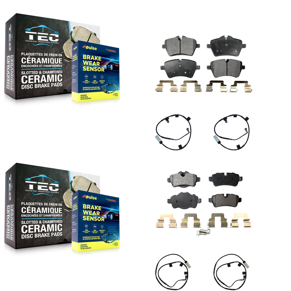 Front Rear Ceramic Disc Brake Pads And Wear Sensors Kit For Mini Cooper KTW-100593