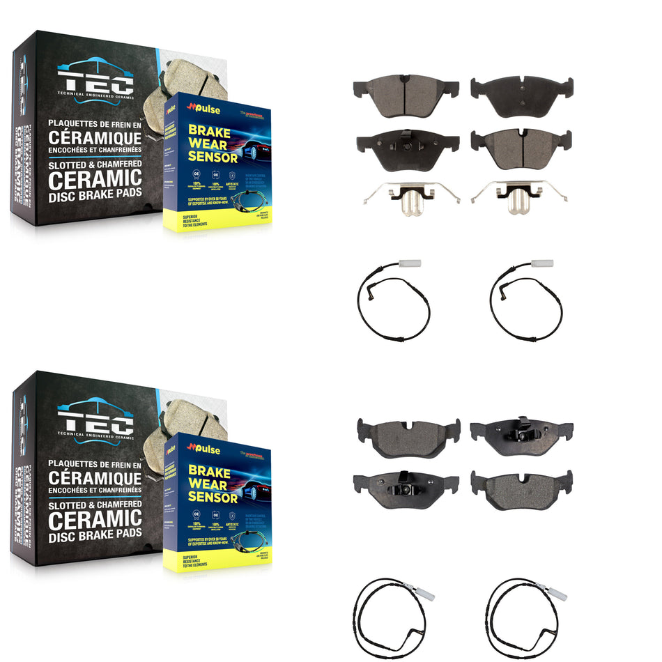 Front Rear Ceramic Disc Brake Pads And Wear Sensors Kit For BMW 128i 328i 323i 325i KTW-100606