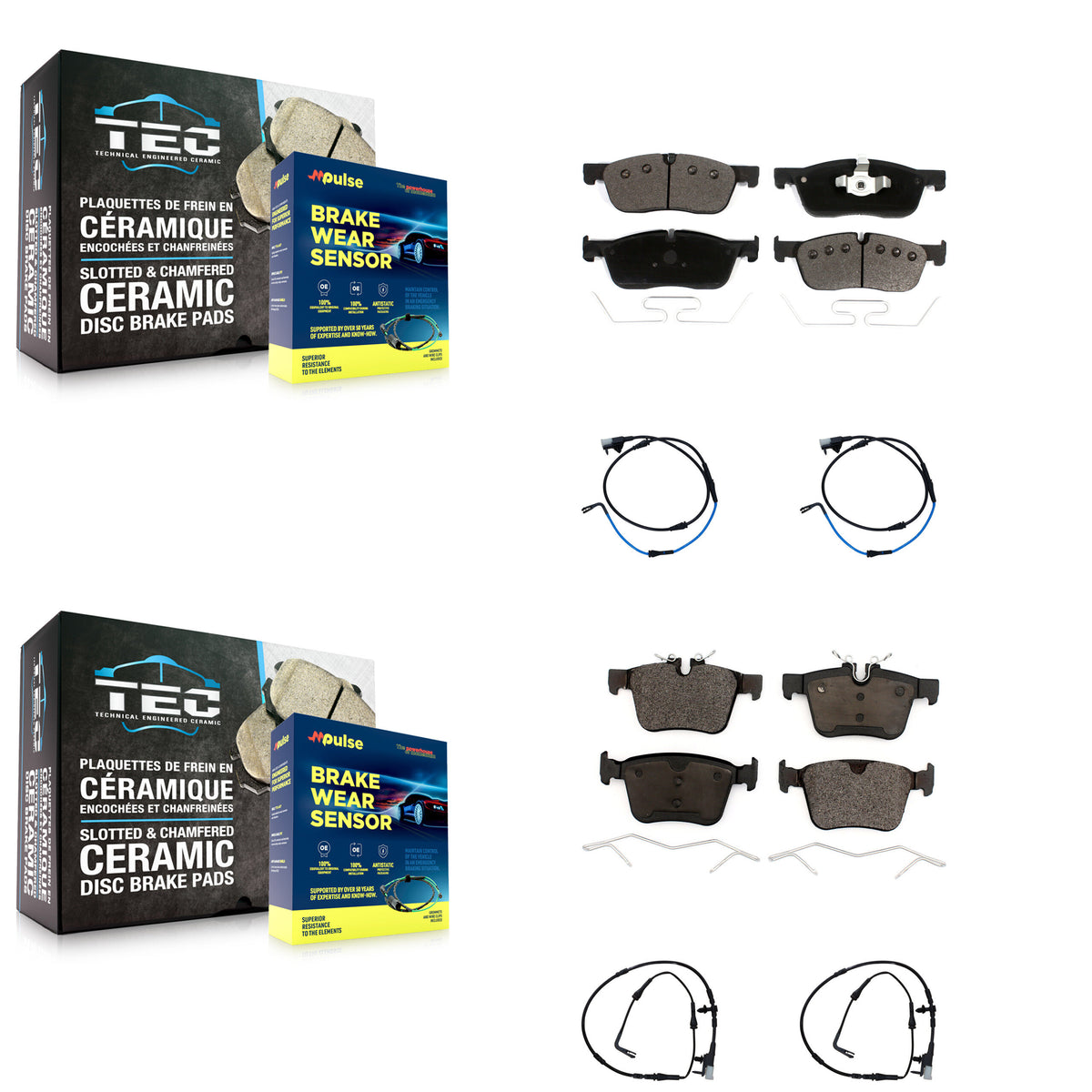 Front Rear Ceramic Disc Brake Pads And Wear Sensors Kit For Jaguar XE XF KTW-100612