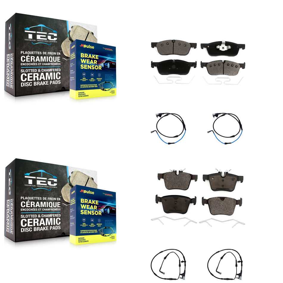 Front Rear Ceramic Disc Brake Pads And Wear Sensors Kit For Jaguar XE XF KTW-100612