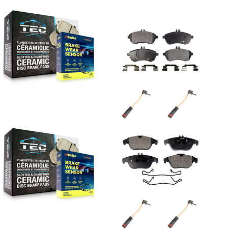 Front Rear Ceramic Disc Brake Pads And Wear Sensors Kit For Mercedes-Benz C300 C250 C230 KTW-100614