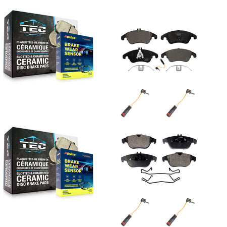 Front Rear Ceramic Brake Pads Extra Wear Sensor Kit For Mercedes-Benz C300 C350 E350 E550 KTW-100615