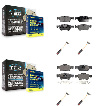 Front Rear Ceramic Disc Brake Pads And Wear Sensors Kit For Mercedes-Benz E350 AWD KTW-100626