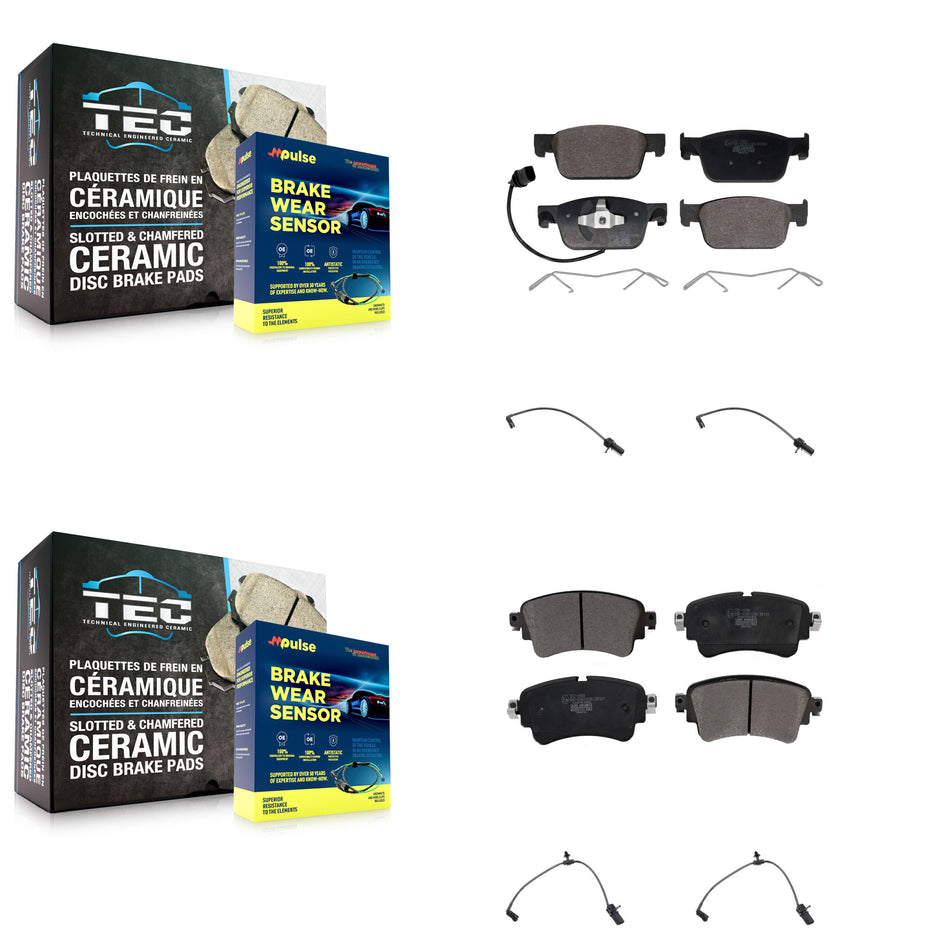 Front Rear Ceramic Disc Brake Pads And Extra Wear Sensors Kit For Audi A4 Quattro KTW-100628