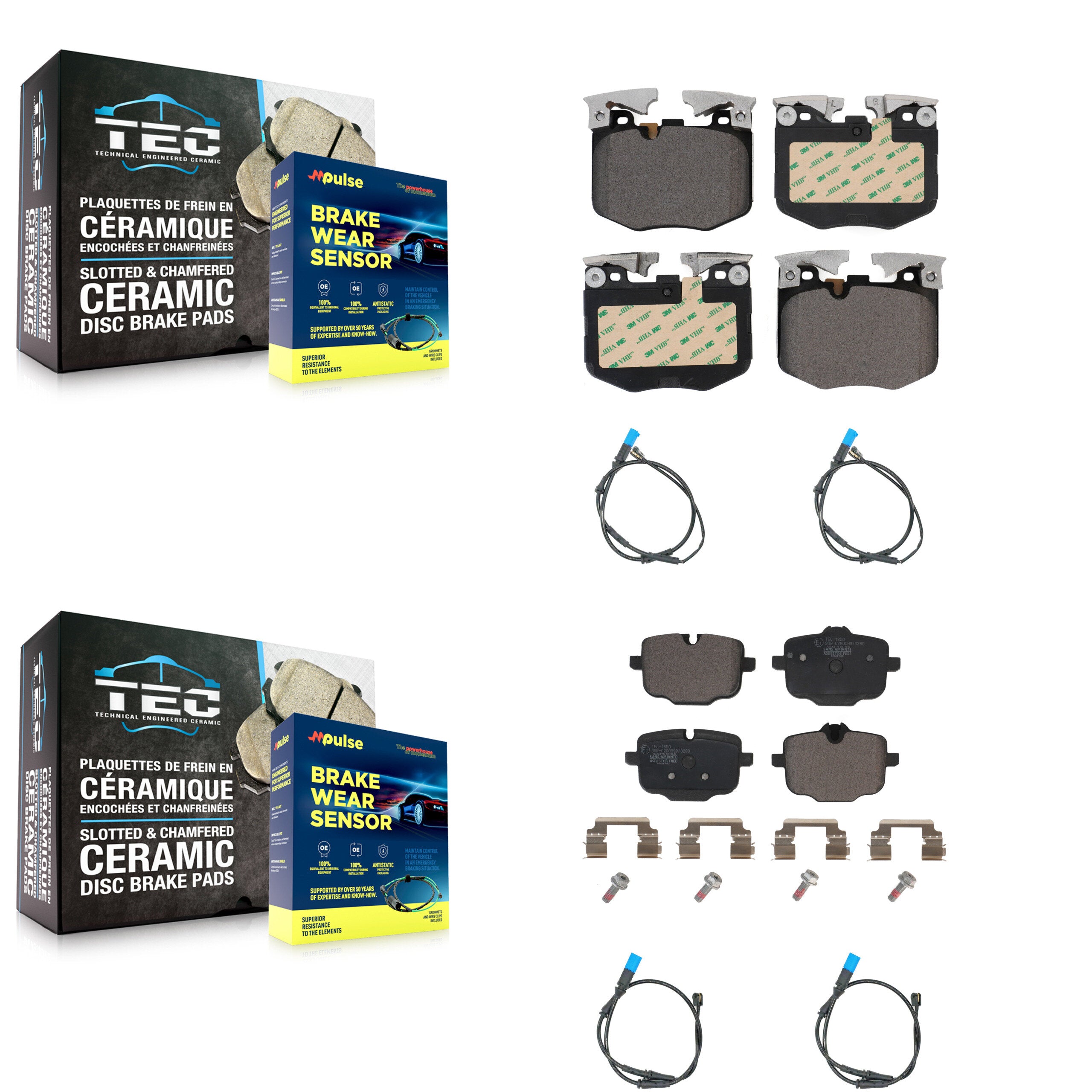 Front Rear Ceramic Disc Brake Pads And Wear Sensors Kit For BMW X3 KTW-100630
