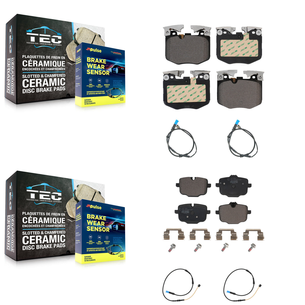 Front Rear Ceramic Disc Brake Pads And Wear Sensors Kit For BMW X4 KTW-100631