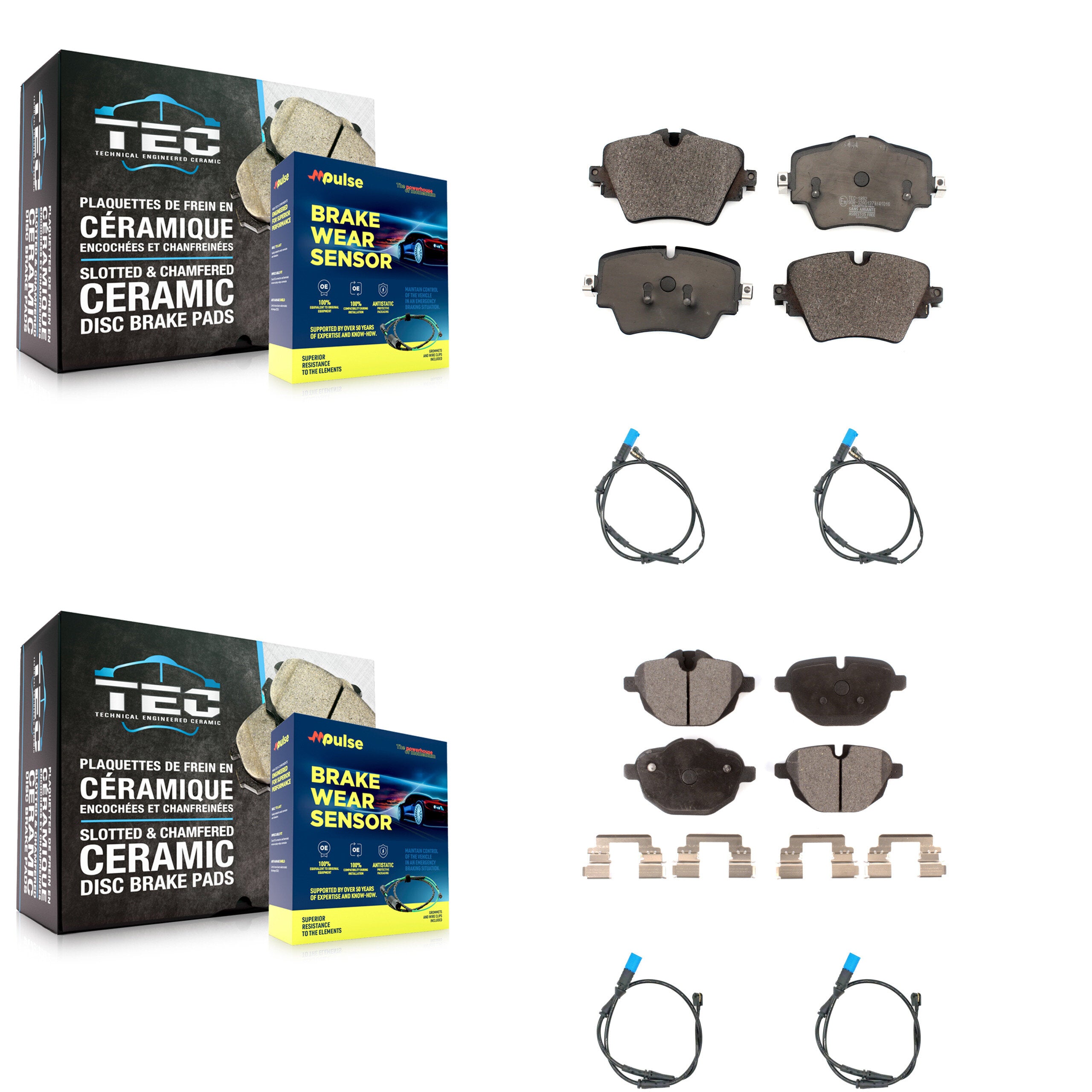 Front Rear Ceramic Disc Brake Pads And Wear Sensors Kit For BMW X3 KTW-100633