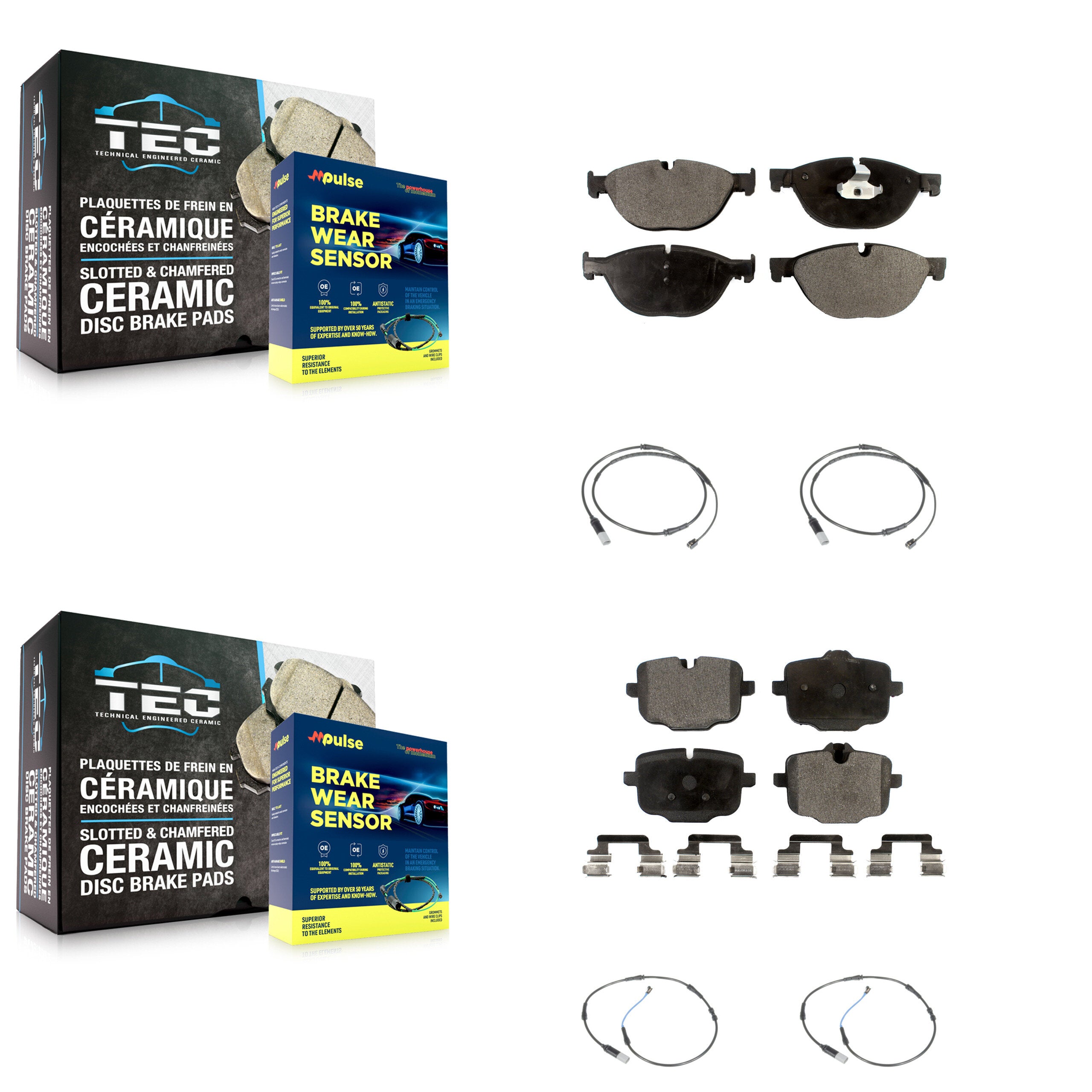 Front Rear Ceramic Disc Brake Pad And Wear Sensor Kit For BMW 650i xDrive Gran Coupe 550i KTW-100635