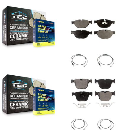 Front Rear Ceramic Disc Brake Pads And Wear Sensors Kit For 2012 BMW 750i GAS engine KTW-100636