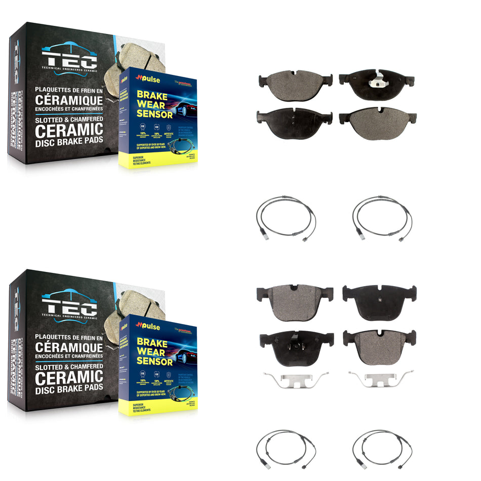 Front Rear Ceramic Disc Brake Pads And Wear Sensors Kit For 2012 BMW 750i GAS engine KTW-100636