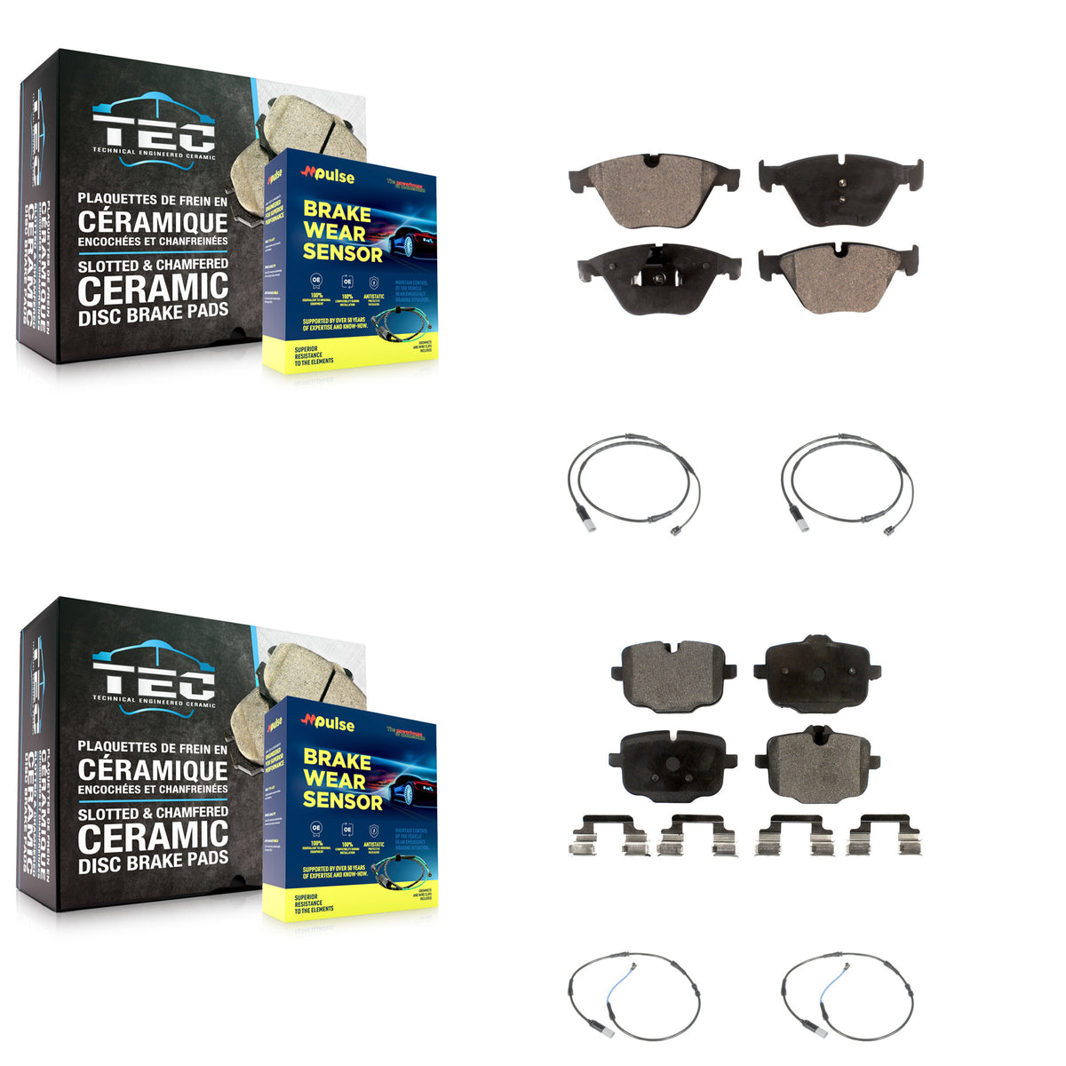 Front Rear Ceramic Disc Brake Pad And Wear Sensor Kit For BMW 535i 640i Gran Coupe xDrive KTW-100637