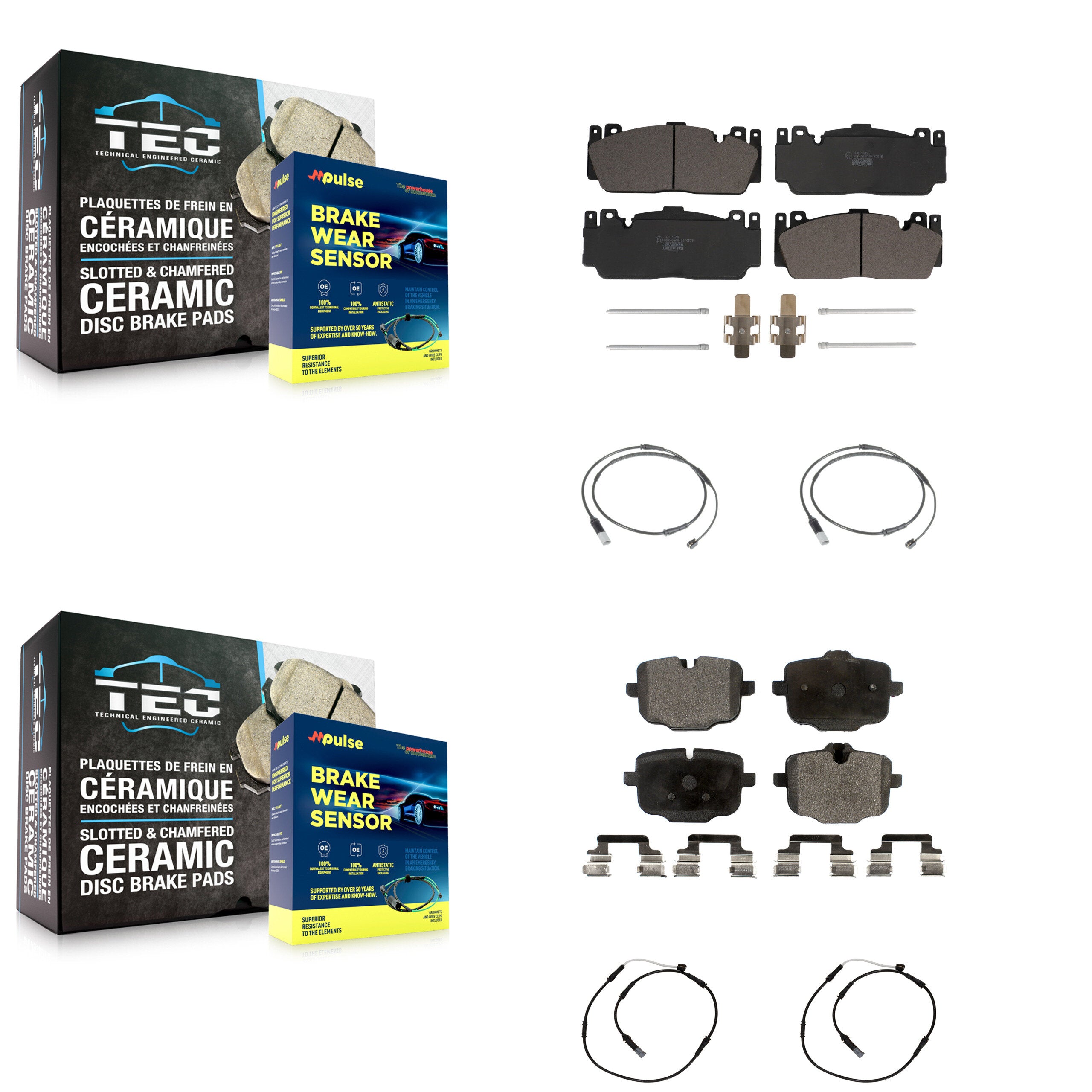 Front Rear Ceramic Disc Brake Pads And Wear Sensors Kit For BMW M6 Gran Coupe KTW-100640