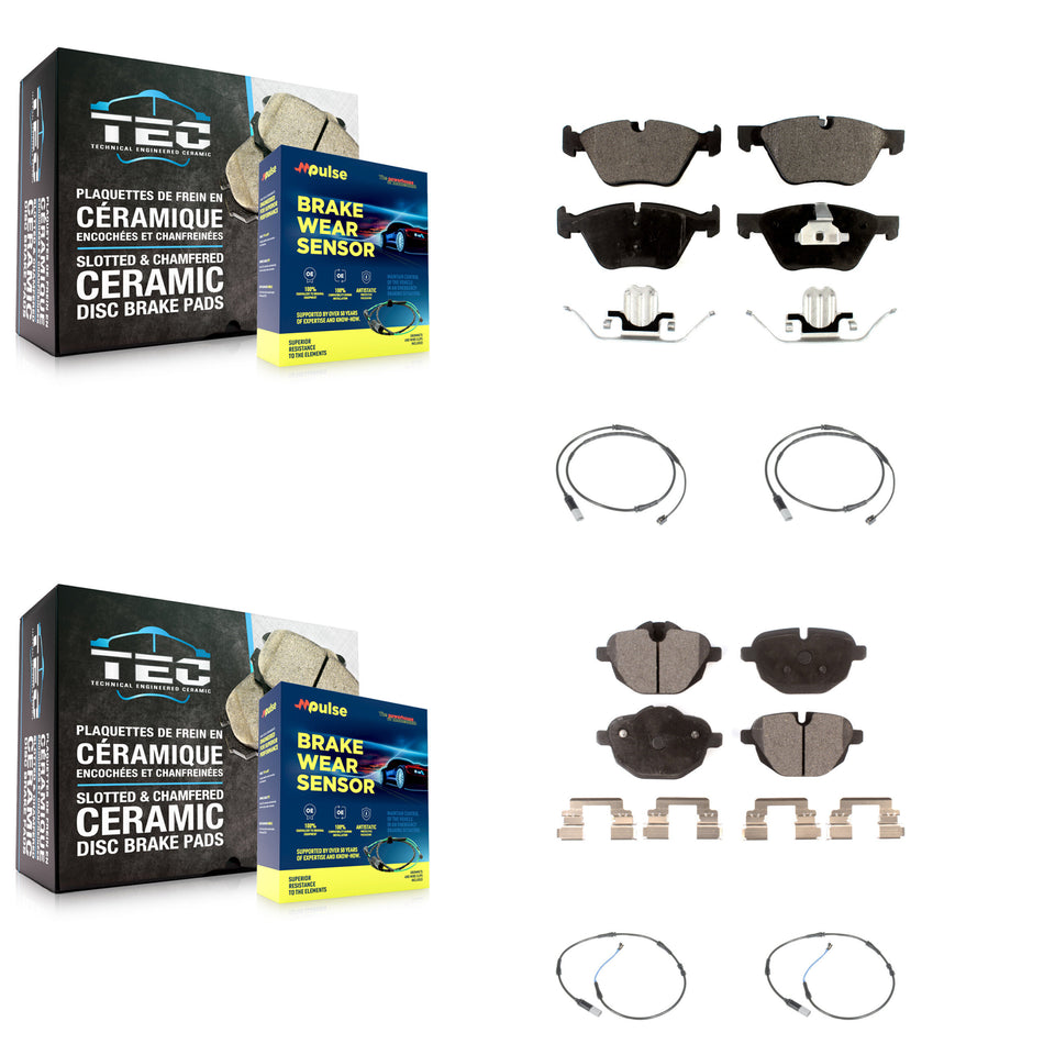 Front Rear Ceramic Disc Brake Pads And Wear Sensors Kit For BMW 528i KTW-100642