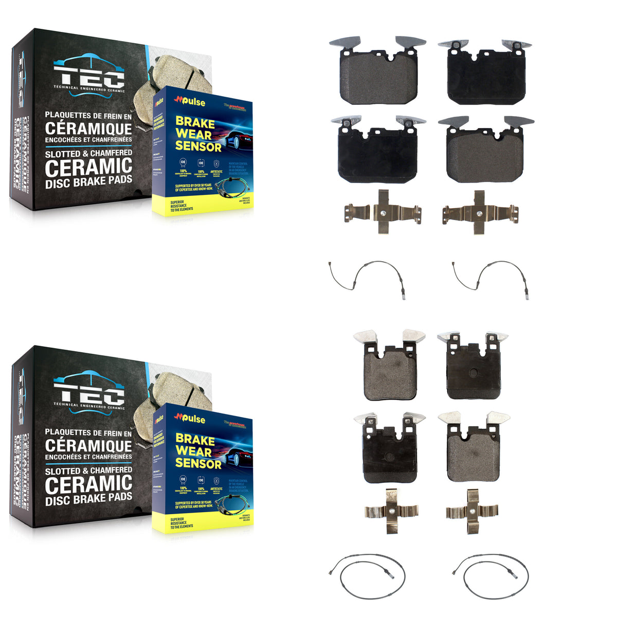 Front Rear Ceramic Brake Pads Wear Sensor Kit For BMW 340i xDrive 435i 440i Gran Coupe M2 KTW-100649