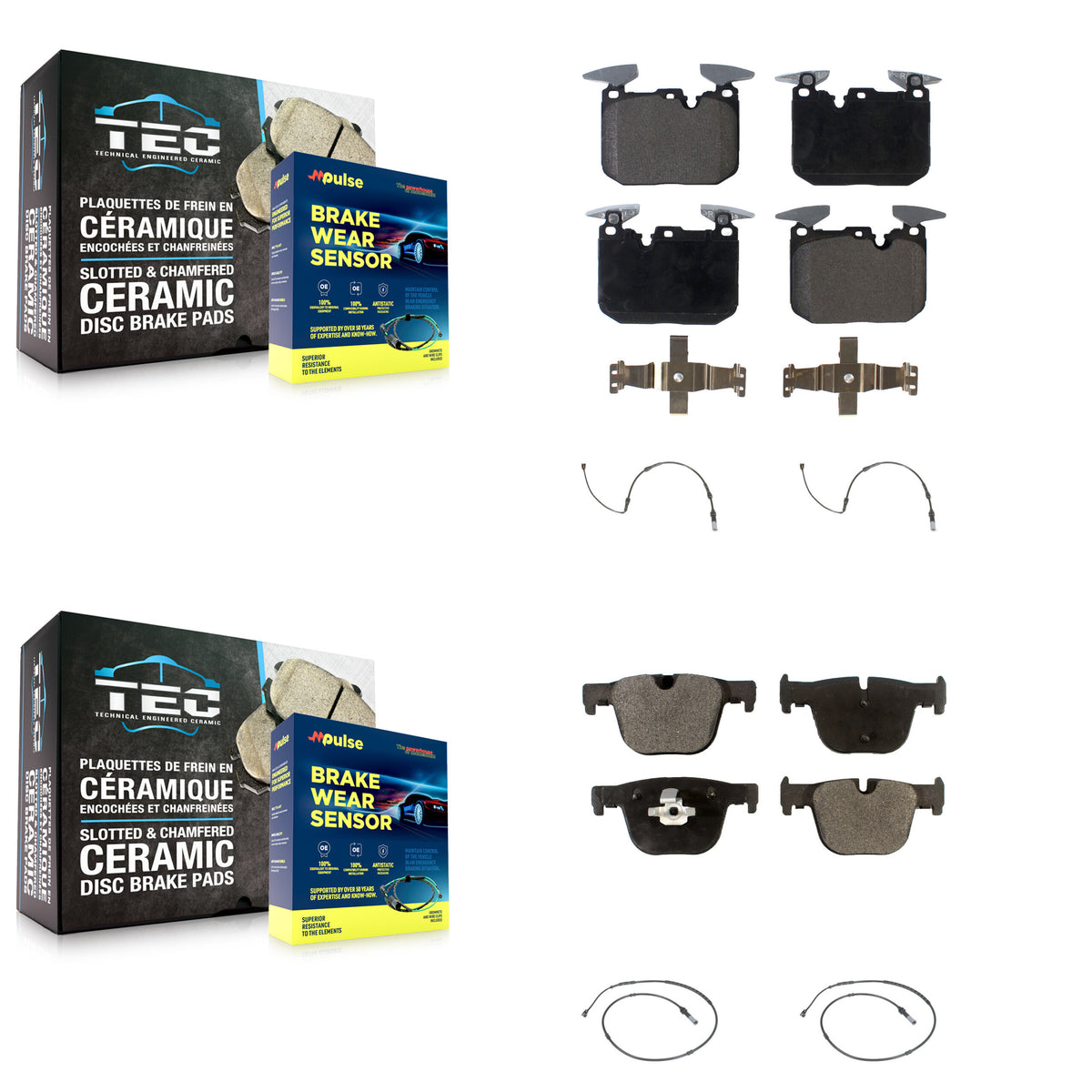 Front Rear Ceramic Brake Pads Wear Sensor Kit For BMW 340i xDrive 435i 440i Gran Coupe GT KTW-100650