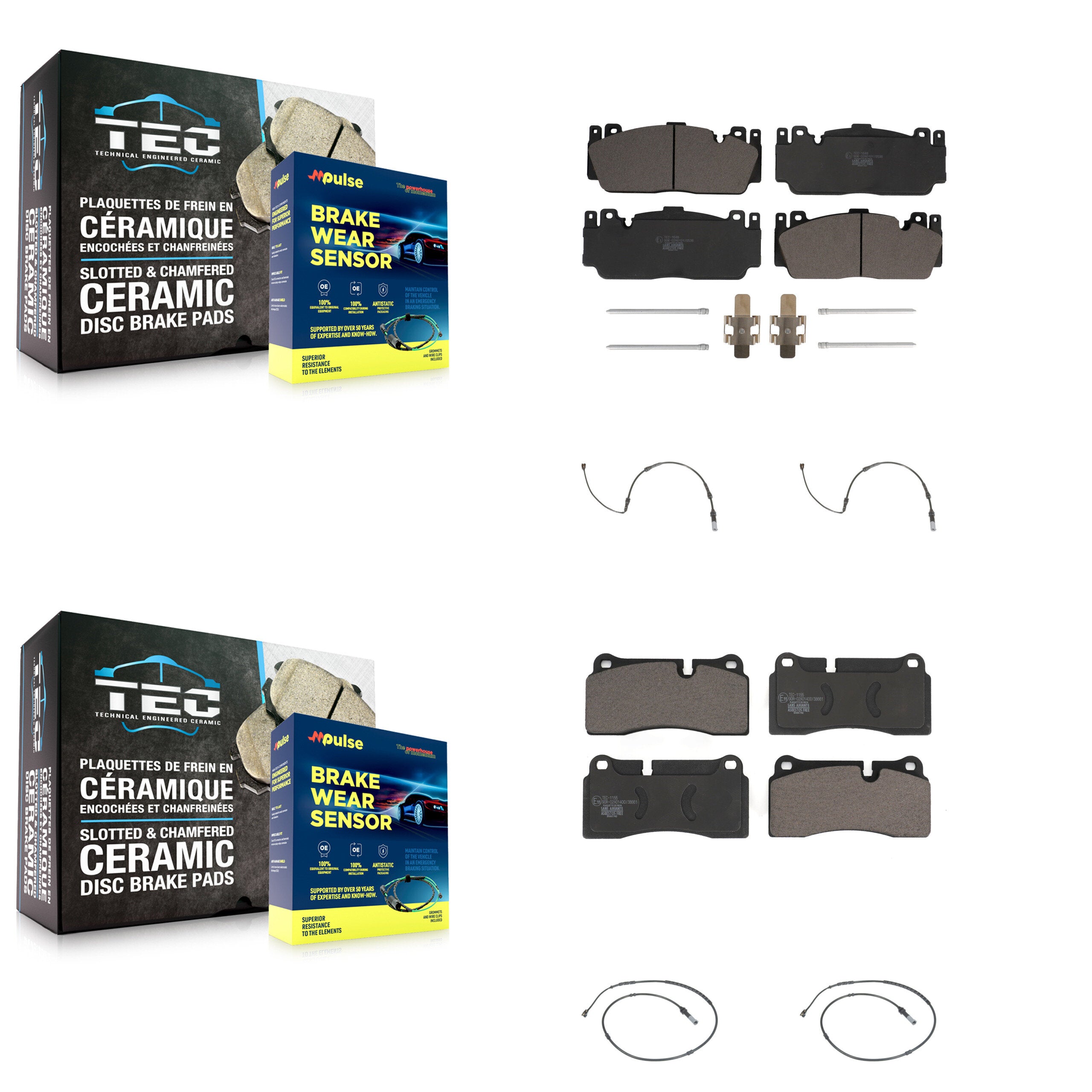 Front Rear Ceramic Brake Pad And Wear Sensor Kit For BMW M2 With Composite Brakes KTW-100656