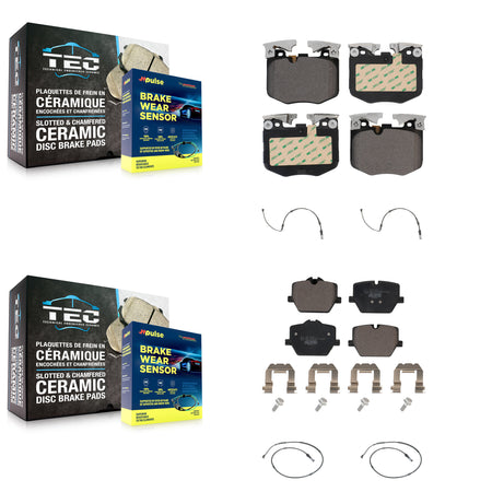 Front Rear Ceramic Disc Brake Pads And Wear Sensors Kit For 2019 BMW 330i xDrive Wagon KTW-100657