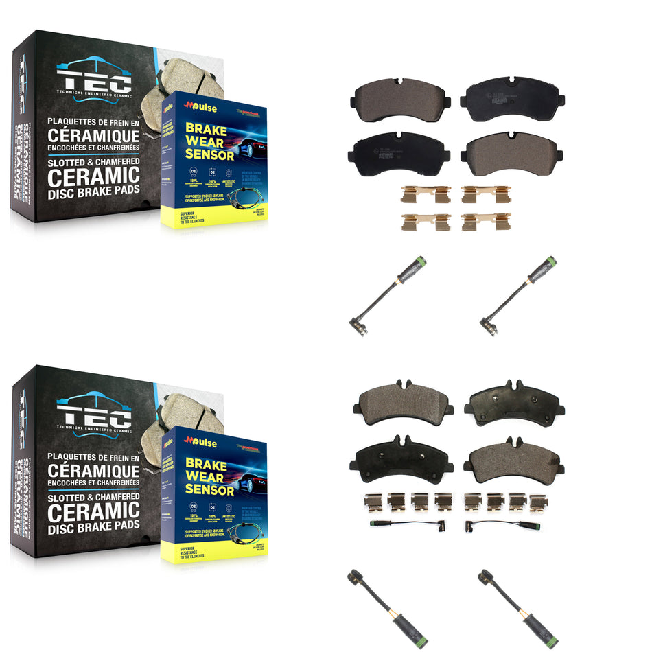 Front Rear Ceramic Brake Pad Extra Wear Sensor Kit For Mercedes-Benz Sprinter 3500 3500XD KTW-100666