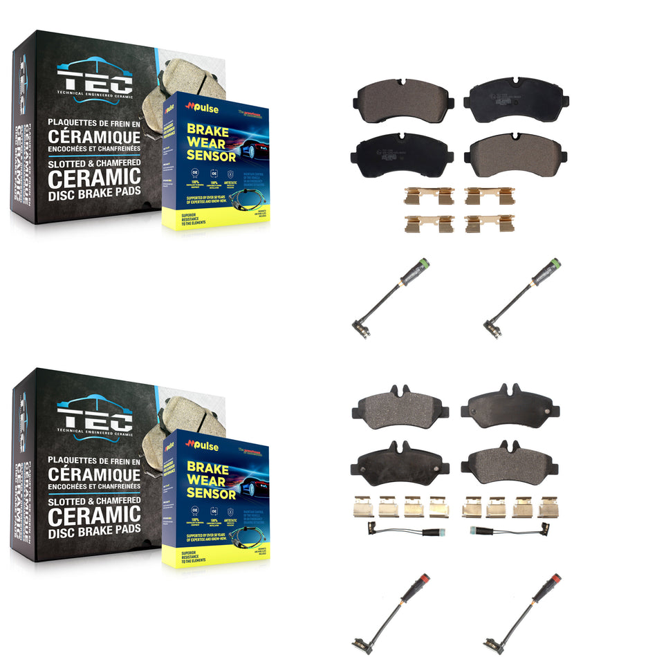 Front Rear Ceramic Disc Brake Pad & Extra Wear Sensor Kit For Mercedes-Benz Sprinter 3500 KTW-100667