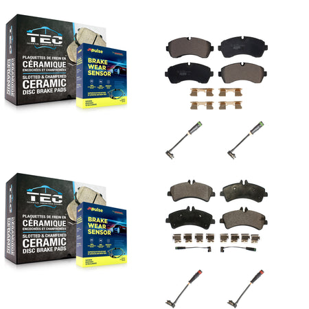 Front Rear Ceramic Disc Brake Pad & Extra Wear Sensor Kit For Mercedes-Benz Sprinter 3500 KTW-100668