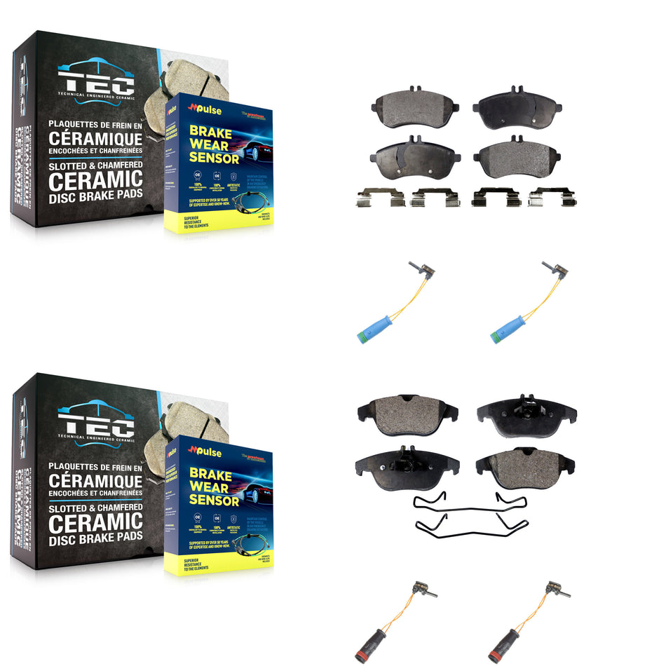 Front Rear Ceramic Brake Pad Wear Sensor Kit For Mercedes-Benz C250 Without Sport Package KTW-100672