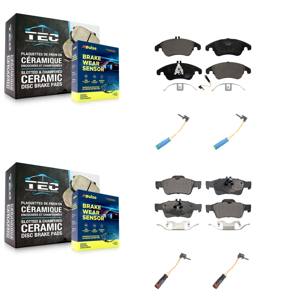 Front Rear Ceramic Disc Brake Pads And Extra Wear Sensors Kit For Mercedes-Benz E400 KTW-100673