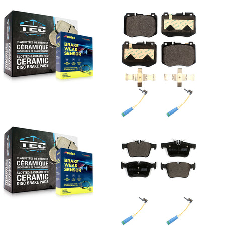 Front Rear Ceramic Disc Brake Pads And Wear Sensors Kit For Mercedes-Benz C300 C400 C350e KTW-100674