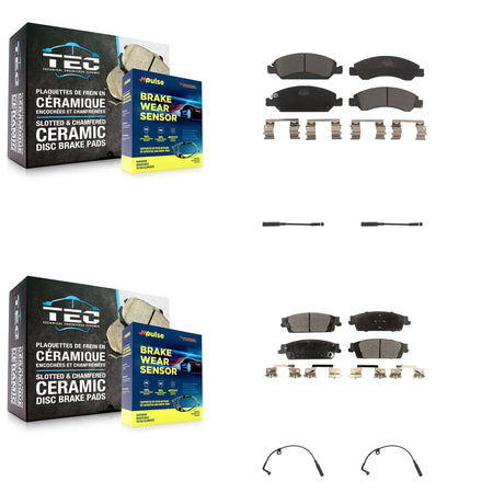 Front Rear Ceramic Brake Pad & Wear Sensor Kit For Chevrolet Silverado 1500 LD GMC Sierra KTW-100681