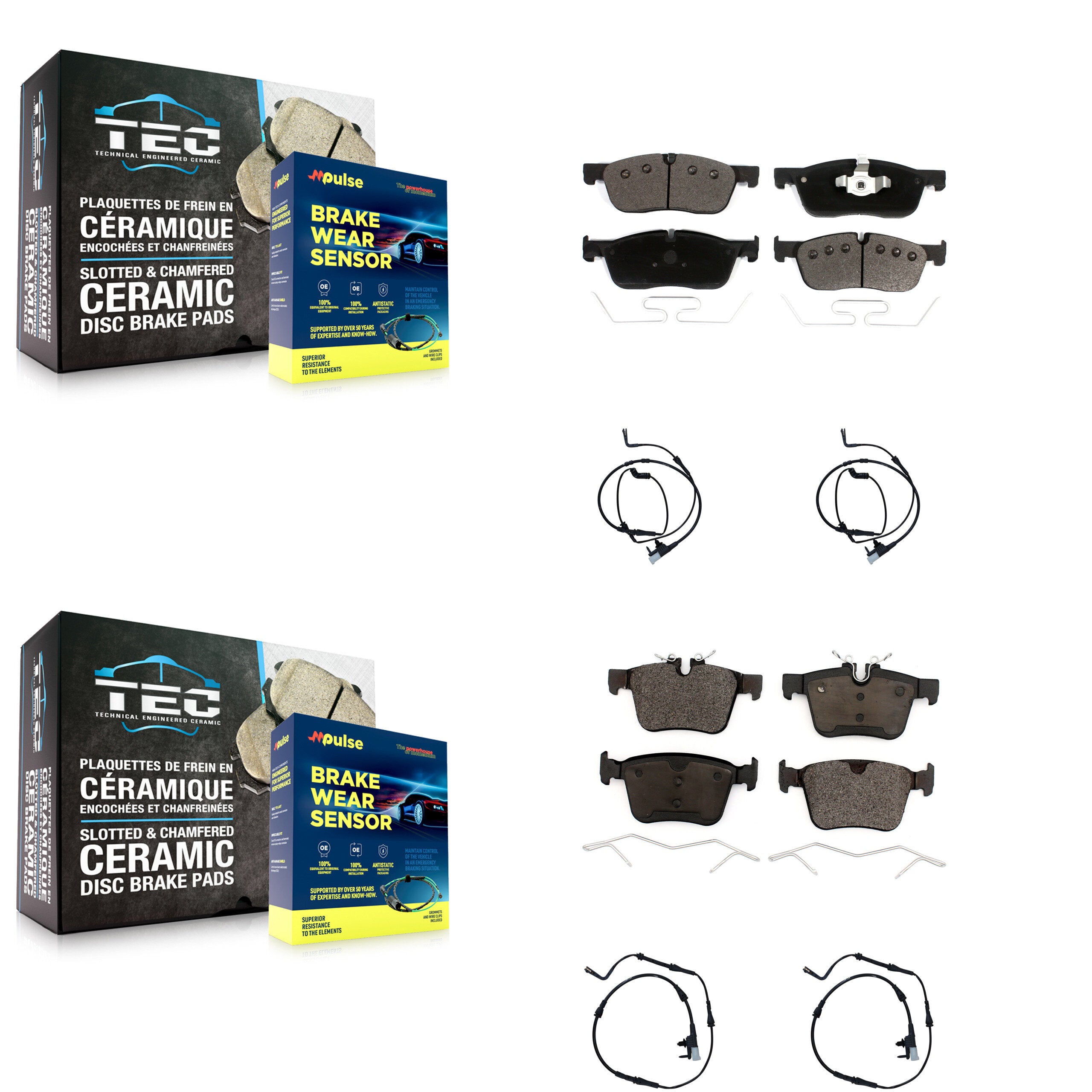Front Rear Ceramic Disc Brake Pads And Wear Sensors Kit For Land Rover Discovery Sport KTW-100683