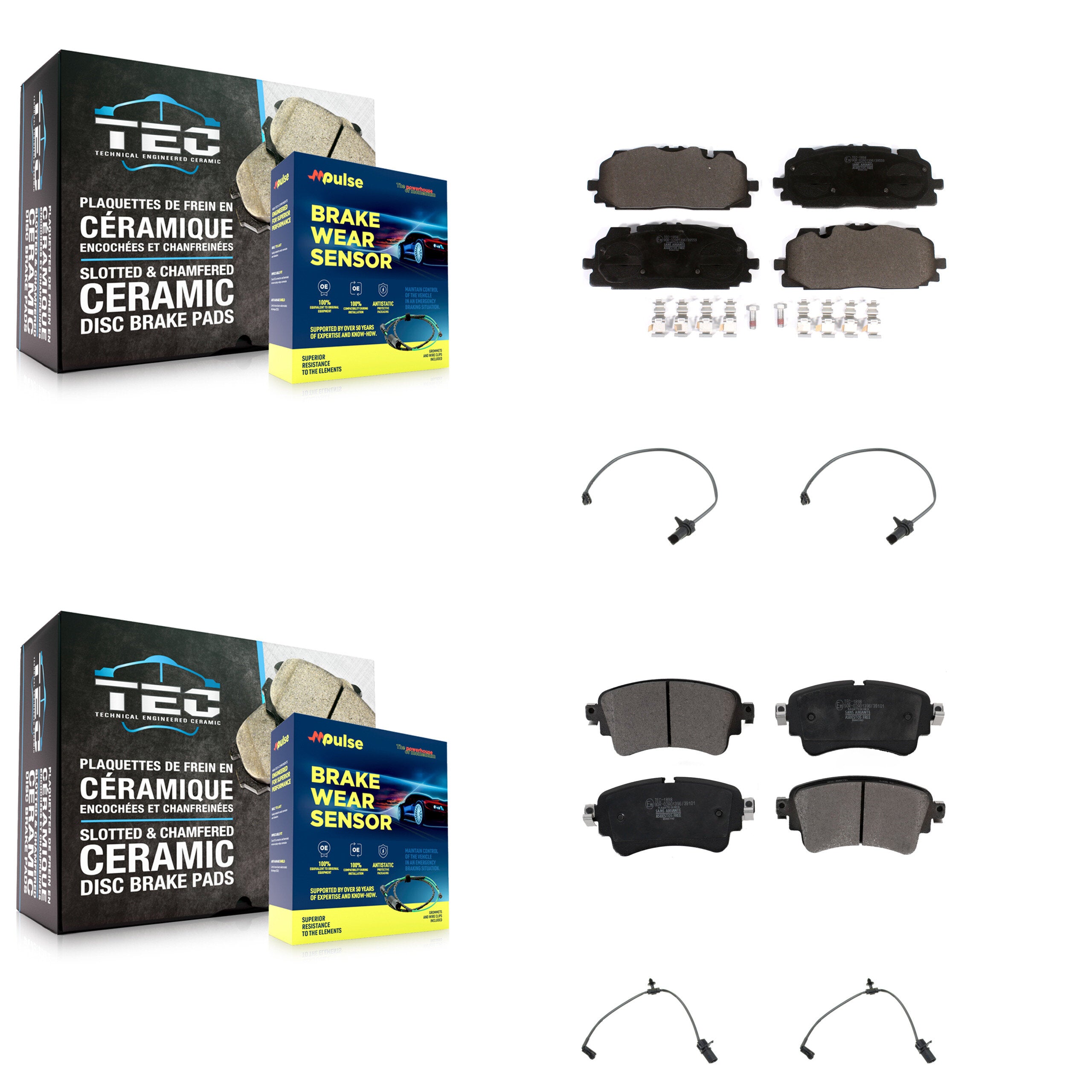 Front Rear Ceramic Disc Brake Pad Wear Sensor Kit For Audi S5 Sportback S4 Made in Europe KTW-100686