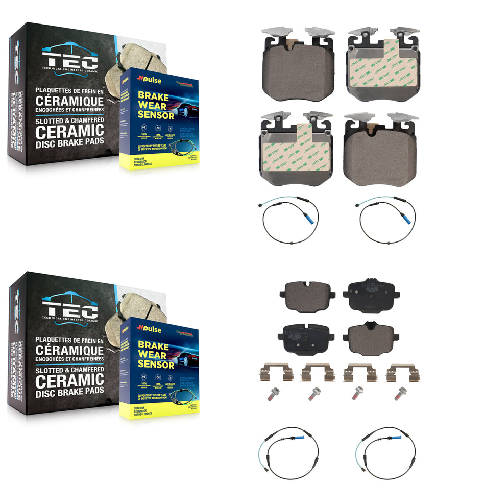 Front Rear Ceramic Brake Pad & Wear Sensor Kit For BMW 540i xDrive 750i M550i 740e Alpina KTW-100707