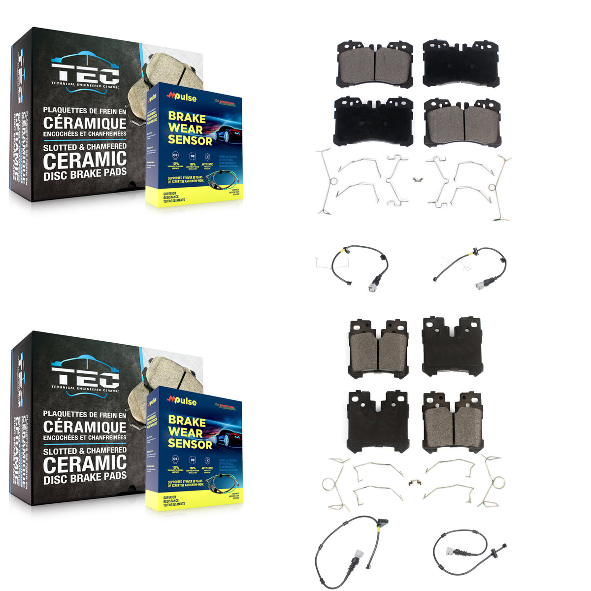 Front Rear Ceramic Disc Brake Pads And Wear Sensors Kit (6Pc) For Lexus LS460 KTW-100711