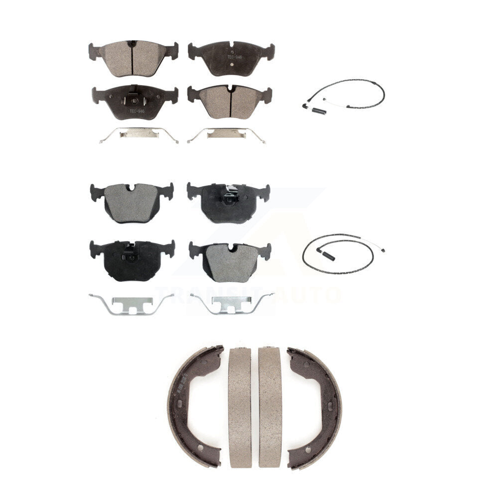 Front Rear Ceramic Disc Brake Pads And Wear Sensors Kit (5Pc) For 2004-2010 BMW X3 KTW-100712