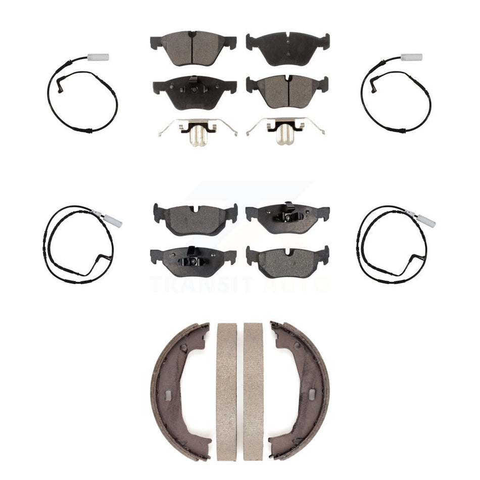 Front Rear Ceramic Disc Brake Pads And Wear Sensors Kit (7Pc) For BMW 128i 328i 323i 325i KTW-100821