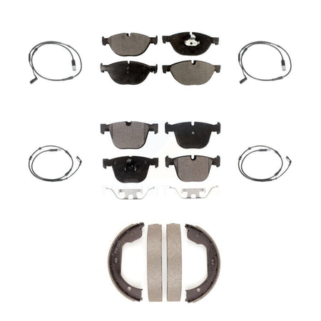 Front Rear Ceramic Disc Brake Pads And Wear Sensors Kit (7Pc) For 2009 BMW 750i 750Li KTW-100848