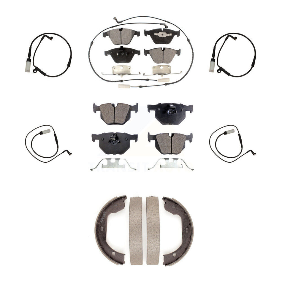 Front Rear Ceramic Disc Brake Pads And Extra Wear Sensors Kit (7Pc) For BMW 535i xDrive KTW-100849