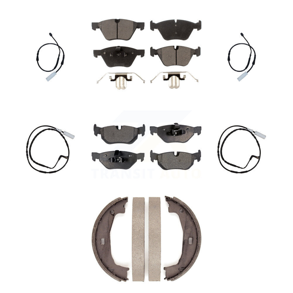 Front Rear Ceramic Disc Brake Pads And Wear Sensors Kit (7Pc) For BMW 128i 3.0L KTW-100852