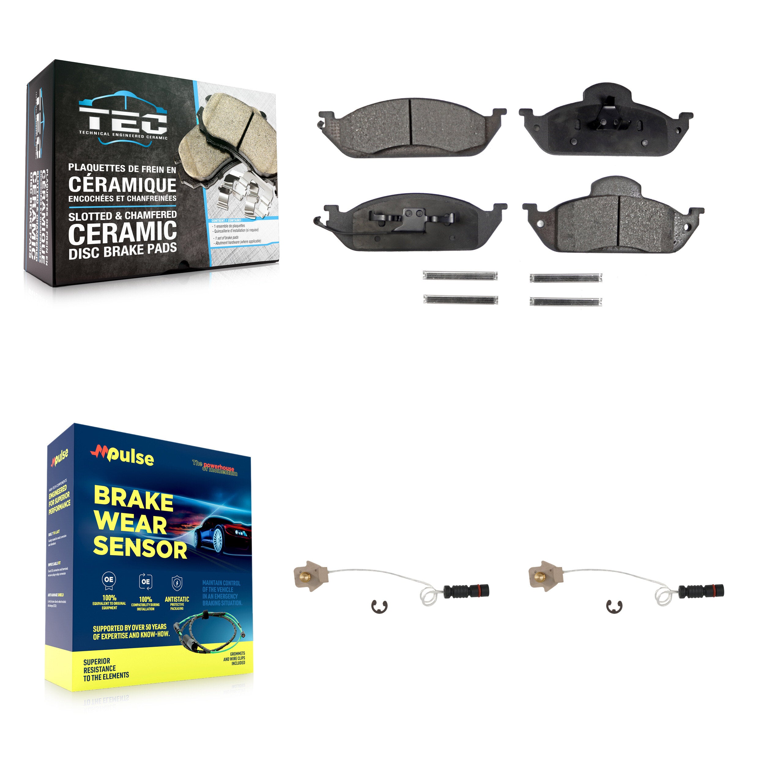 Front Ceramic Disc Brake Pads And Wear Sensors Kit For Mercedes-Benz ML320 ML350 ML430 KTW-100860