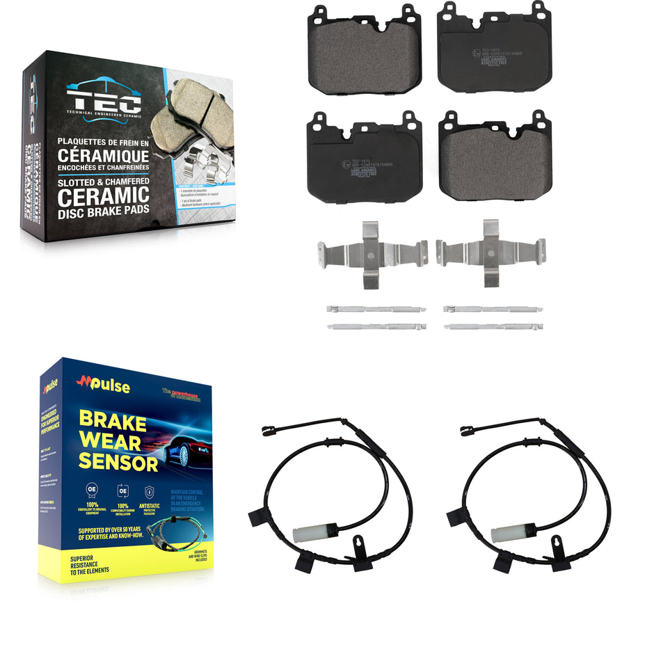 Front Ceramic Brake Pads Wear Sensor Kit For 15 Mini Cooper S/John Works with 1.6L KTW-100870