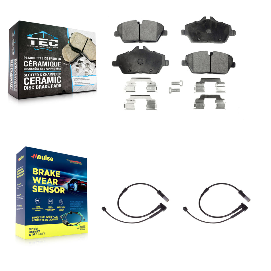 Front Ceramic Disc Brake Pads And Wear Sensors Kit For Mini Cooper KTW-100872