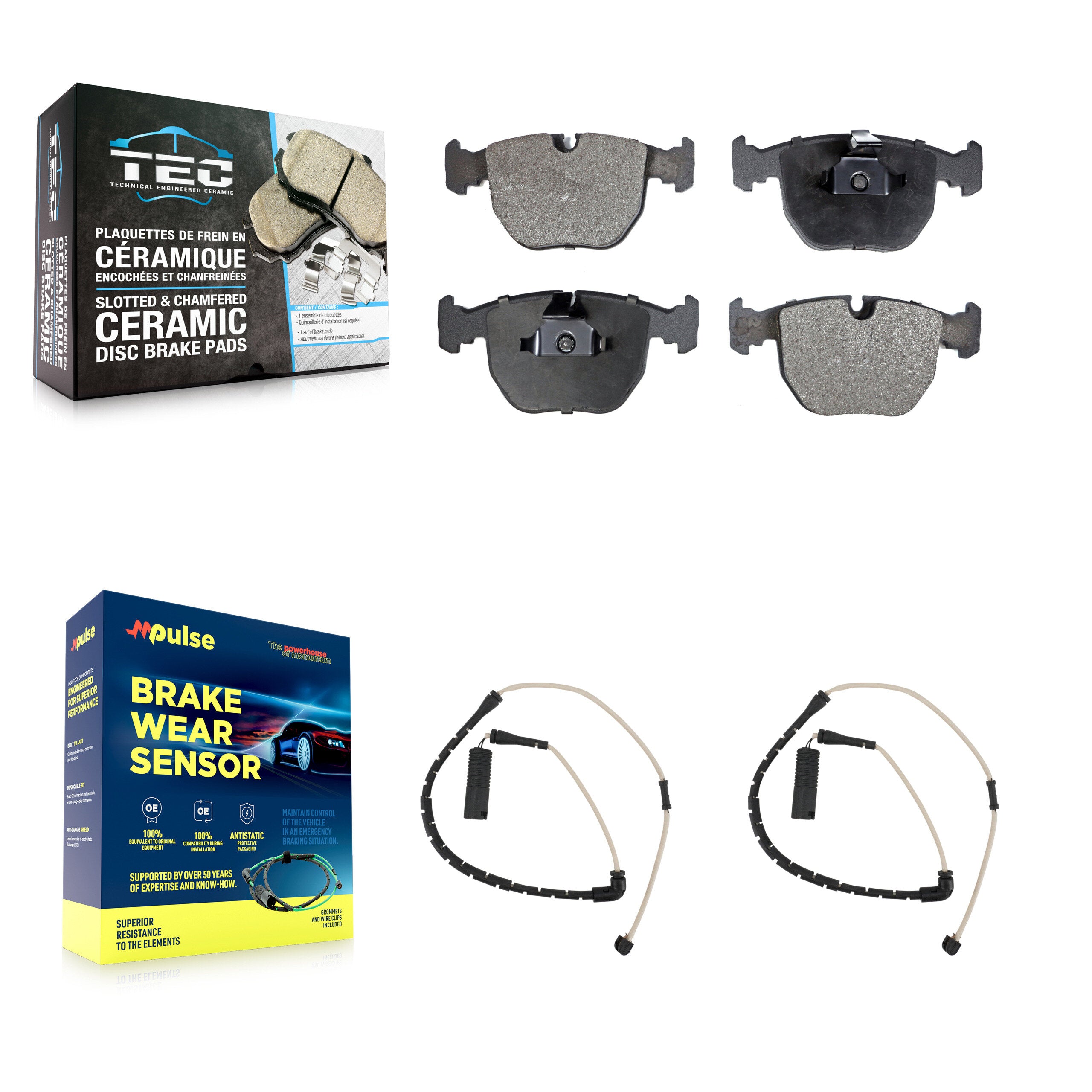 Front Ceramic Disc Brake Pads And Wear Sensors Kit For Land Rover Range KTW-100877