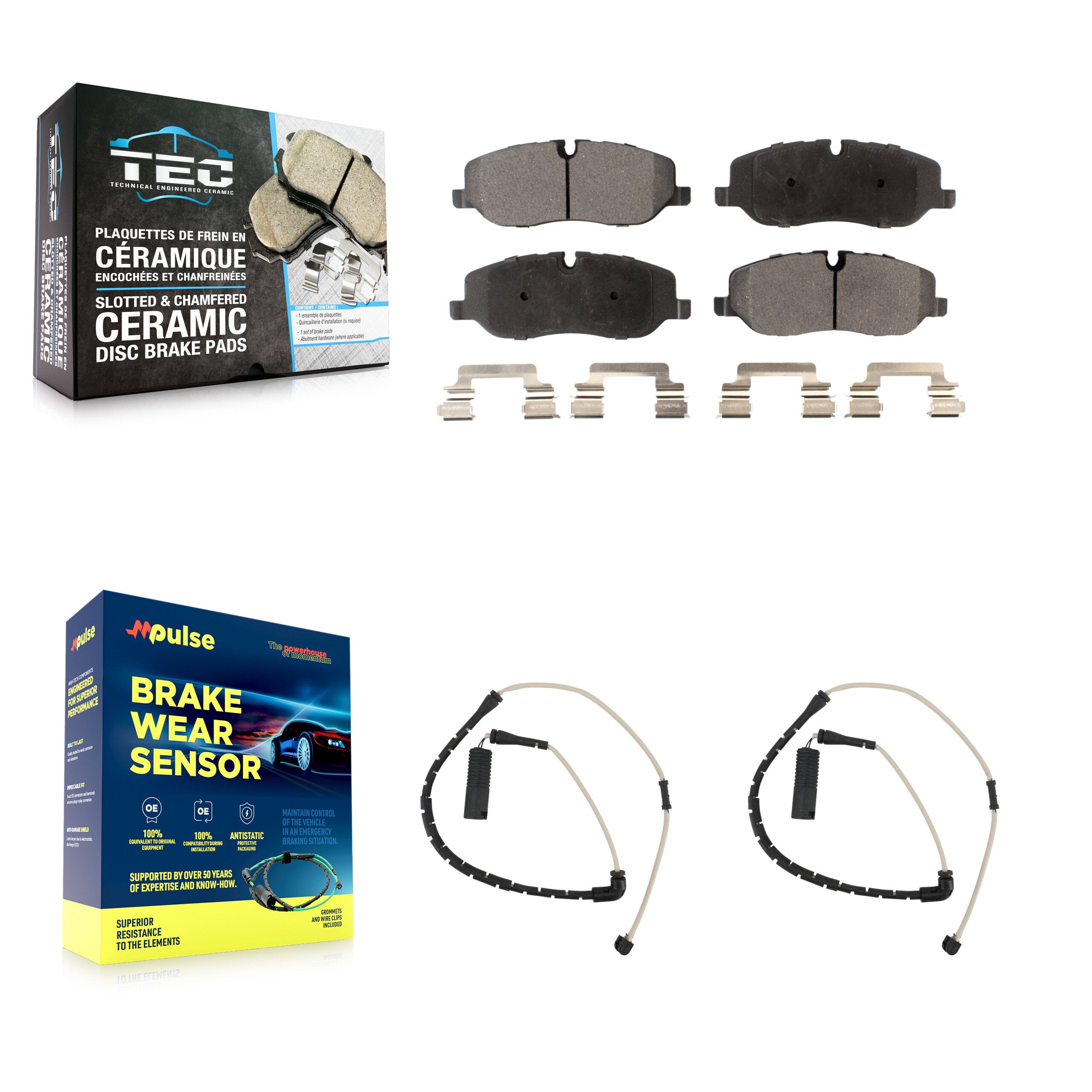 Front Ceramic Disc Brake Pads And Wear Sensors Kit For Land Rover Range KTW-100878