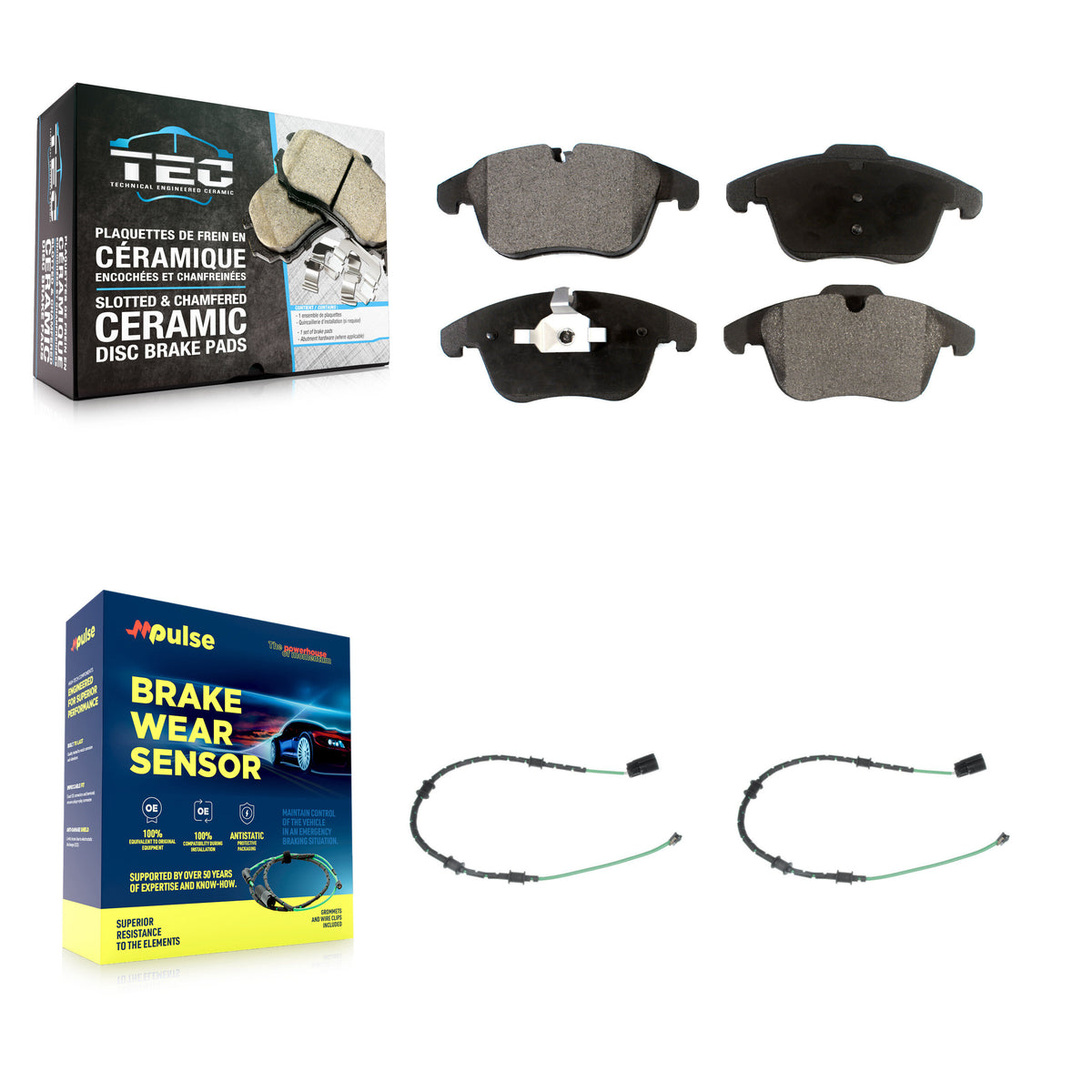 Front Ceramic Brake Pad & Wear Sensor Kit For 13-15 Jaguar XF 2.0L with 356mm Rotor KTW-100887