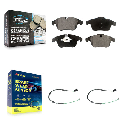 Front Ceramic Brake Pad & Wear Sensor Kit For 13-15 Jaguar XF 2.0L with 356mm Rotor KTW-100887