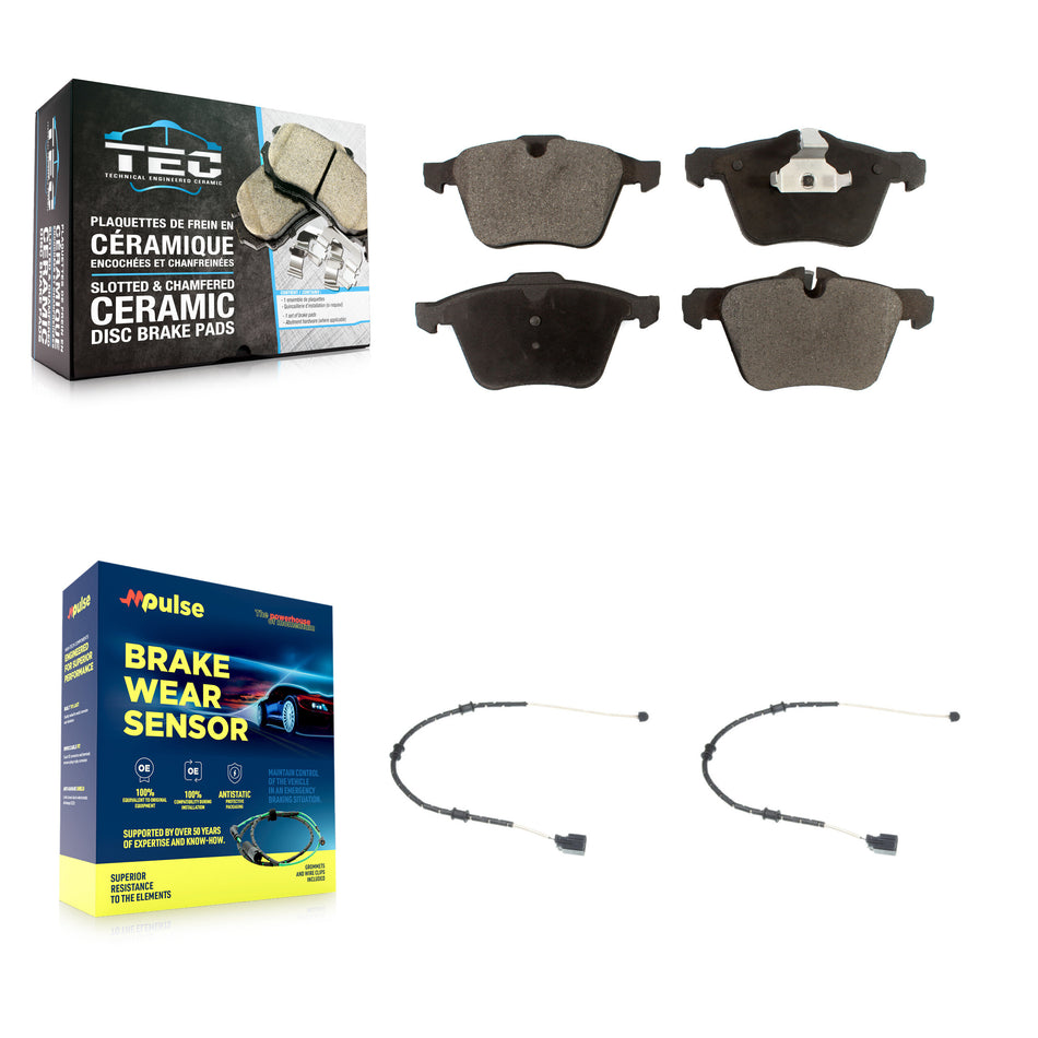 Front Ceramic Disc Brake Pads And Wear Sensors Kit For Jaguar XJ F-Type XK KTW-100888