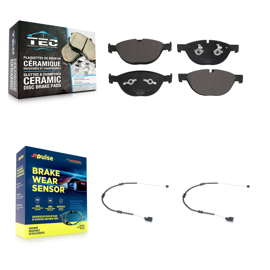 Front Ceramic Disc Brake Pads And Wear Sensors Kit For Jaguar XJ F-Type KTW-100890